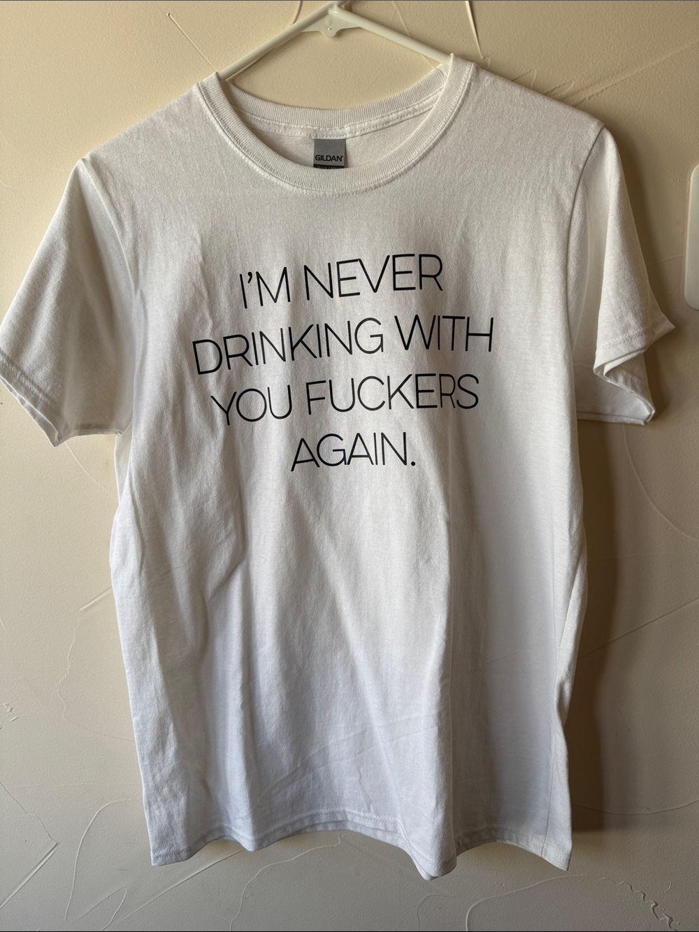 Gildan White Tee with Bold Black Text Statement